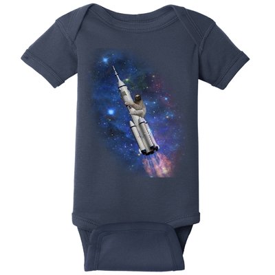 Sloth In Space Rocket ship Baby Bodysuit