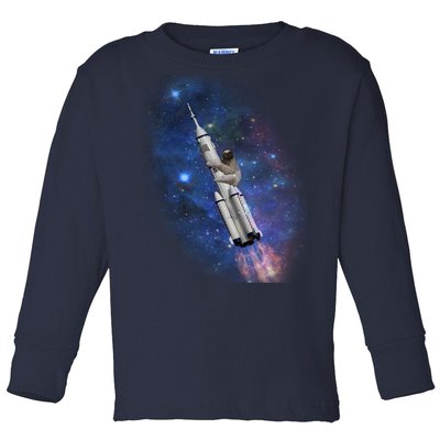 Sloth In Space Rocket ship Toddler Long Sleeve Shirt