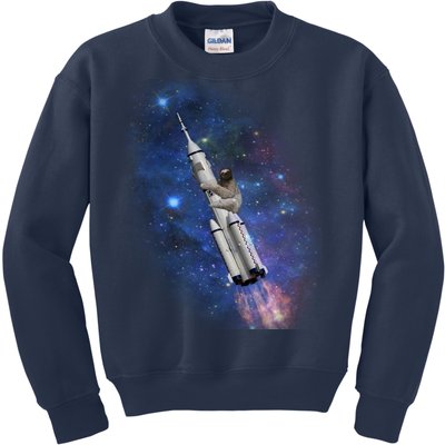 Sloth In Space Rocket ship Kids Sweatshirt