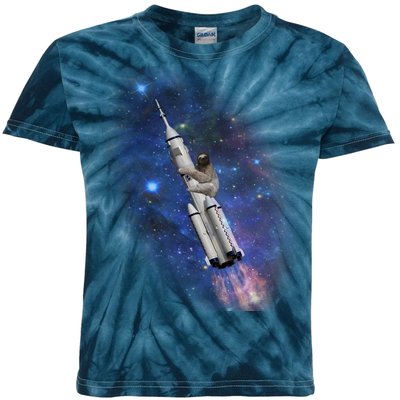 Sloth In Space Rocket ship Kids Tie-Dye T-Shirt