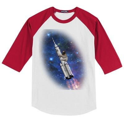 Sloth In Space Rocket ship Kids Colorblock Raglan Jersey