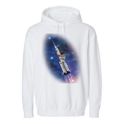 Sloth In Space Rocket ship Garment-Dyed Fleece Hoodie