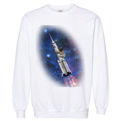 Sloth In Space Rocket ship Garment-Dyed Sweatshirt