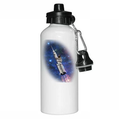 Sloth In Space Rocket ship Aluminum Water Bottle