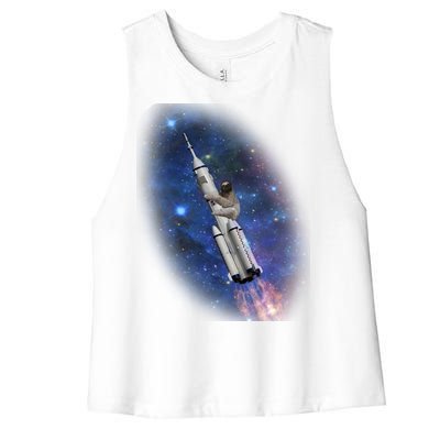 Sloth In Space Rocket ship Women's Racerback Cropped Tank