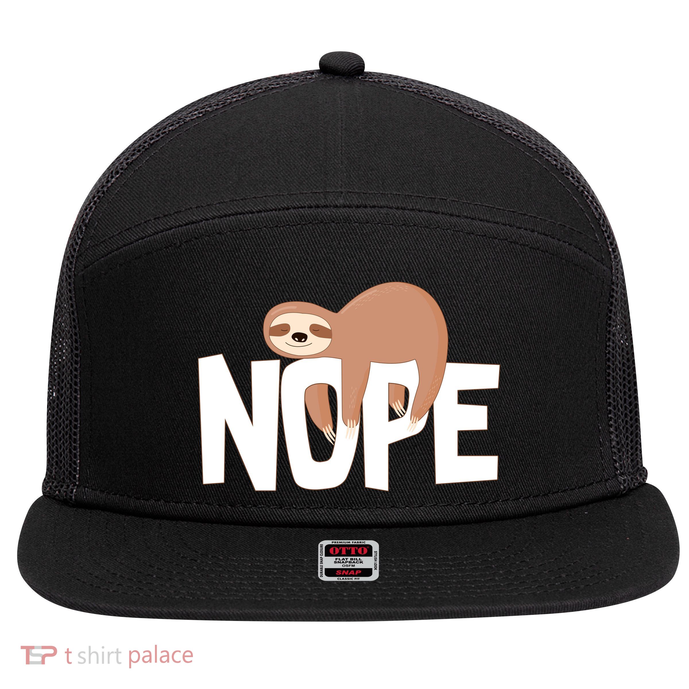 Sloth Nope 7 Panel Mesh Trucker Snapback Hat