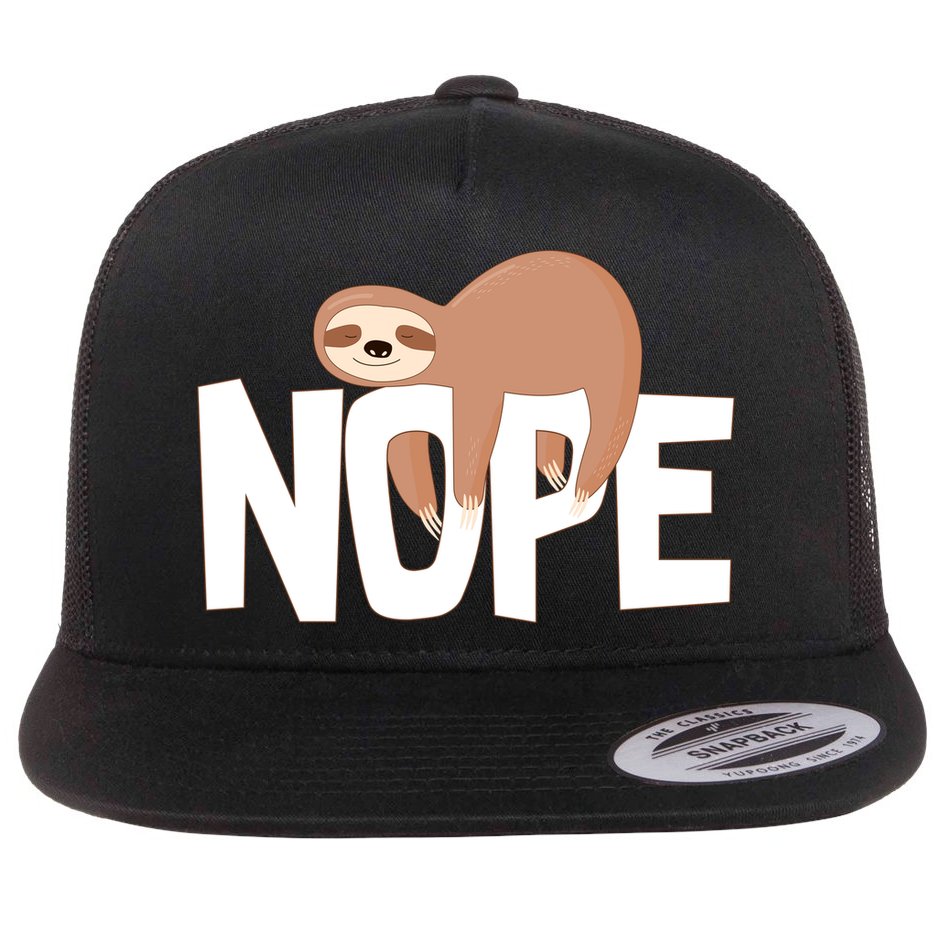 Sloth Nope Flat Bill Trucker Hat