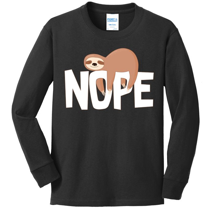 Sloth Nope Kids Long Sleeve Shirt