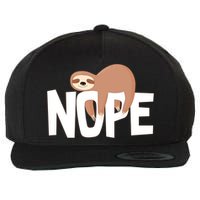 Sloth Nope Wool Snapback Cap