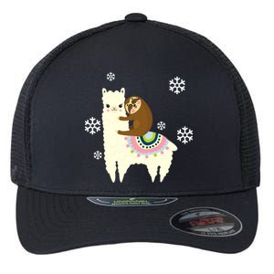 Sloth Riding Llama Flexfit Unipanel Trucker Cap