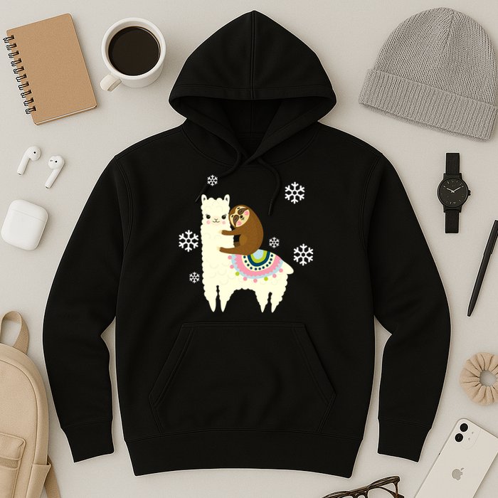 Sloth Riding Llama Hoodie