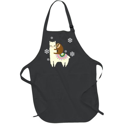 Sloth Riding Llama Full-Length Apron With Pockets