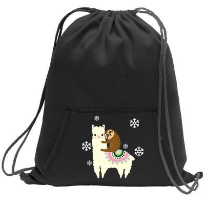 Sloth Riding Llama Sweatshirt Cinch Pack Bag