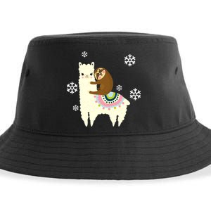 Sloth Riding Llama Sustainable Bucket Hat