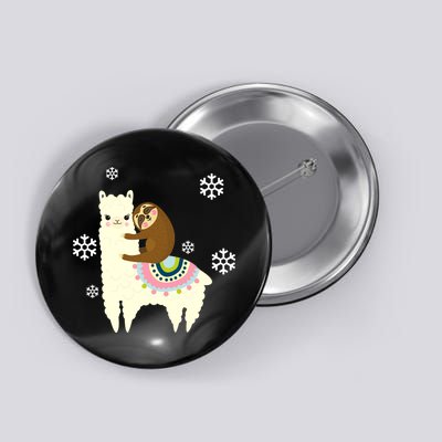 Sloth Riding Llama Button