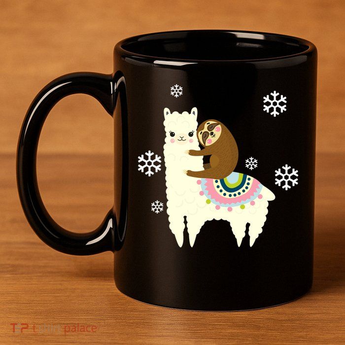 Sloth Riding Llama 11oz C Handle Ceramic Mug