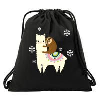 Sloth Riding Llama Drawstring Bag