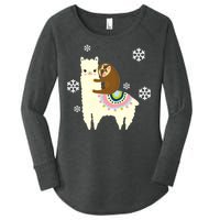 Sloth Riding Llama Women's Perfect Tri Tunic Long Sleeve Shirt