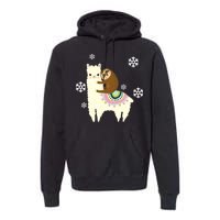 Sloth Riding Llama Premium Hoodie