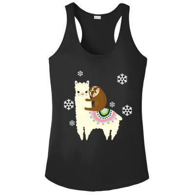 Sloth Riding Llama Ladies PosiCharge Competitor Racerback Tank