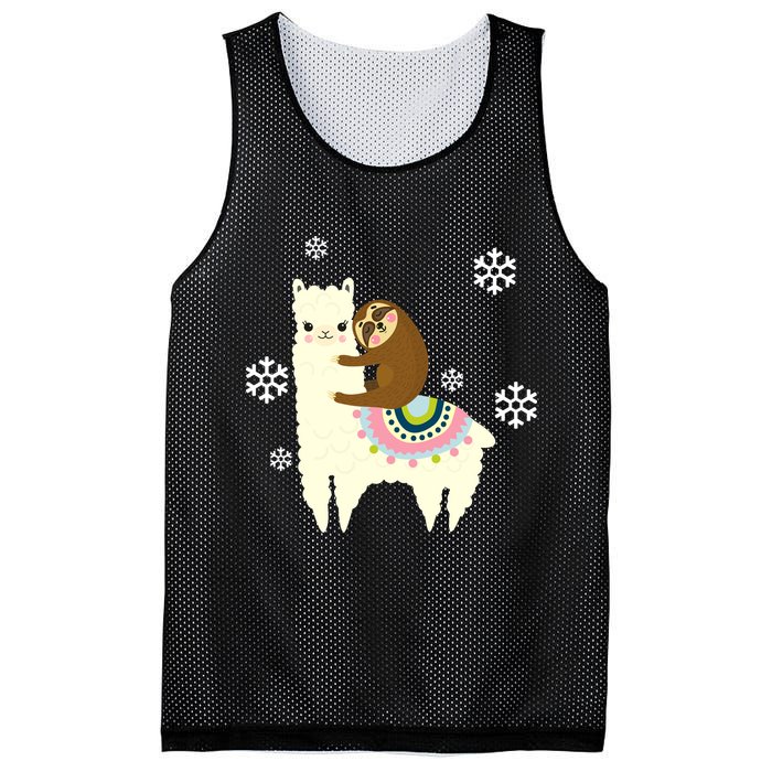 Sloth Riding Llama Mesh Reversible Basketball Jersey Tank