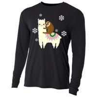 Sloth Riding Llama Cooling Performance Long Sleeve Crew