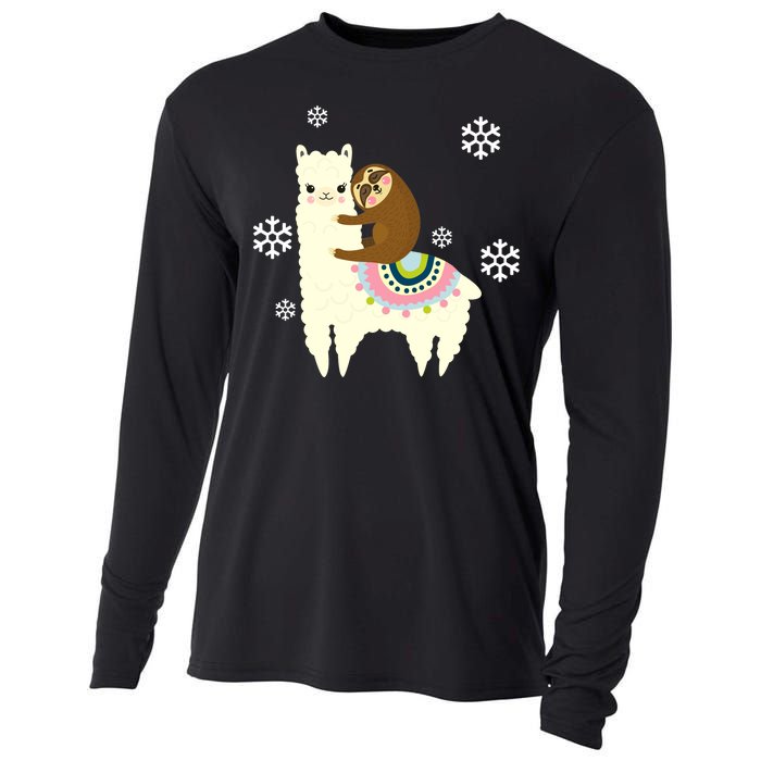 Sloth Riding Llama Cooling Performance Long Sleeve Crew