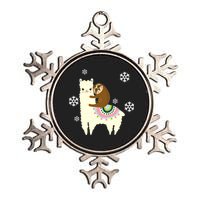 Sloth Riding Llama Metallic Star Ornament