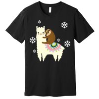 Sloth Riding Llama Premium T-Shirt