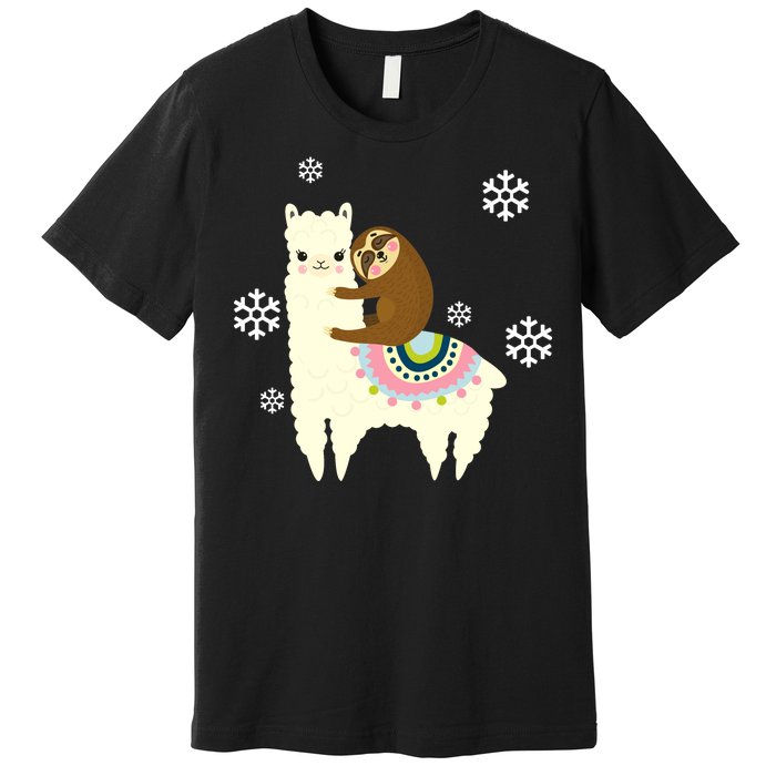 Sloth Riding Llama Premium T-Shirt