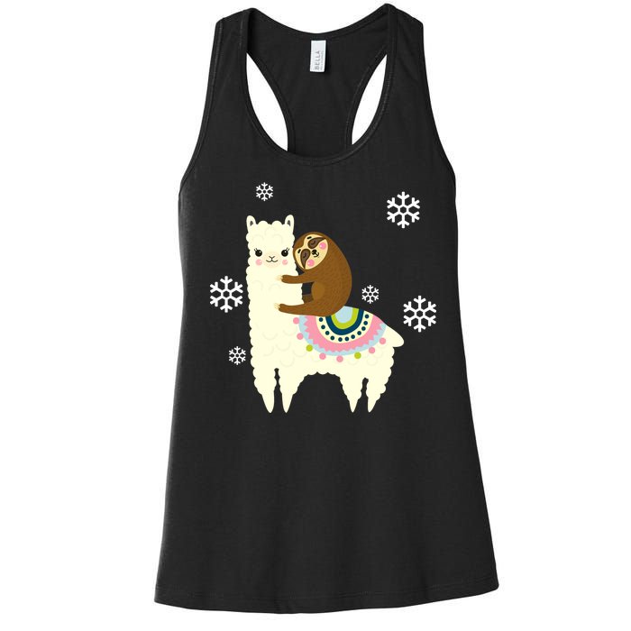 Sloth Riding Llama Women's Racerback Tank