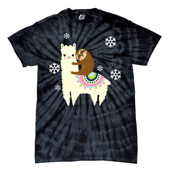 Sloth Riding Llama Tie-Dye T-Shirt