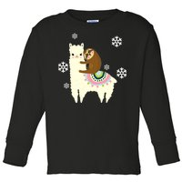 Sloth Riding Llama Toddler Long Sleeve Shirt