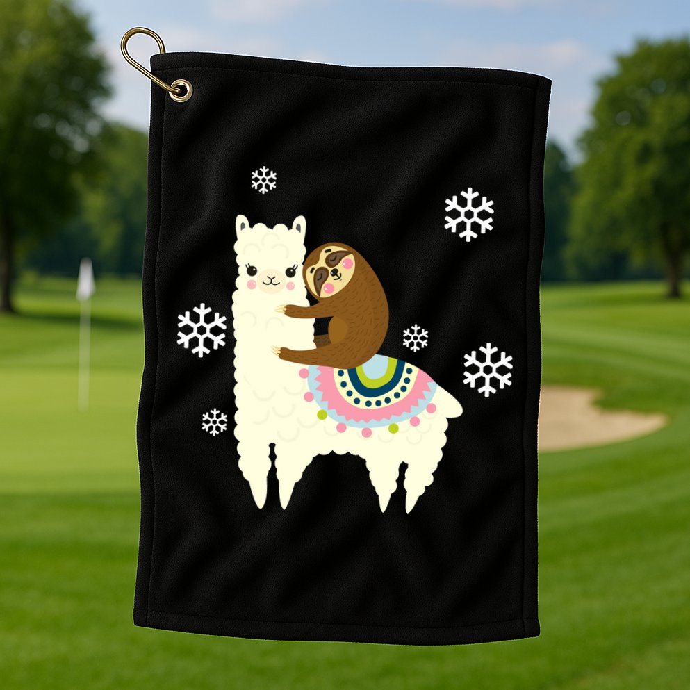 Sloth Riding Llama Golf Towel