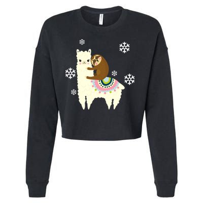 Sloth Riding Llama Cropped Pullover Crew