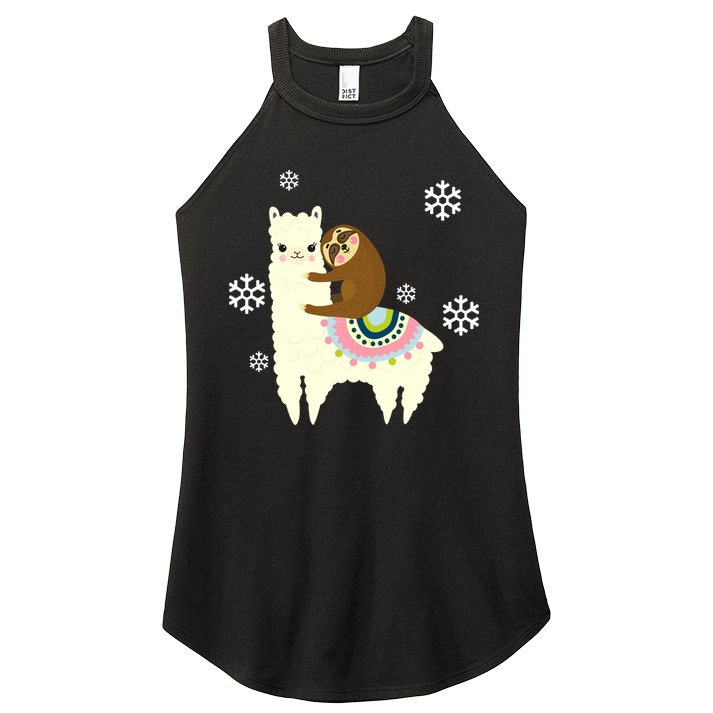 Sloth Riding Llama Women's Perfect Tri Rocker Tank