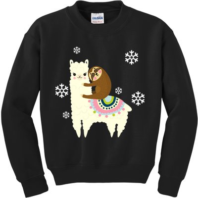 Sloth Riding Llama Kids Sweatshirt