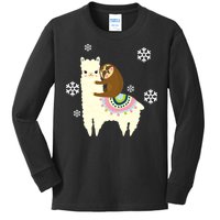 Sloth Riding Llama Kids Long Sleeve Shirt