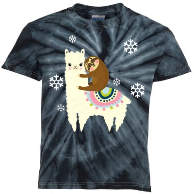 Sloth Riding Llama Kids Tie-Dye T-Shirt