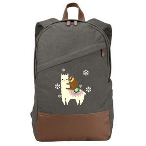 Sloth Riding Llama Cotton Canvas Backpack