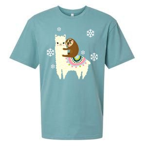 Sloth Riding Llama Sueded Cloud Jersey T-Shirt