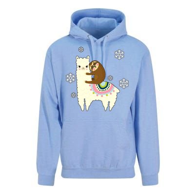 Sloth Riding Llama Unisex Surf Hoodie