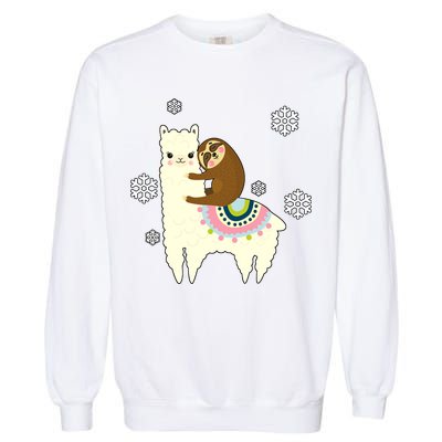 Sloth Riding Llama Garment-Dyed Sweatshirt