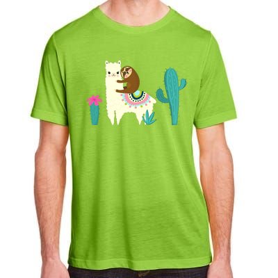 Sloth Riding Llama Funny Cactus Adult ChromaSoft Performance T-Shirt