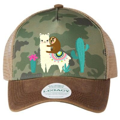 Sloth Riding Llama Funny Cactus Legacy Tie Dye Trucker Hat