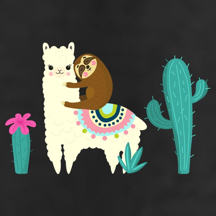 Sloth Riding Llama Funny Cactus 7 Panel Mesh Trucker Snapback Hat