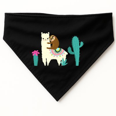 Sloth Riding Llama Funny Cactus USA-Made Doggie Bandana