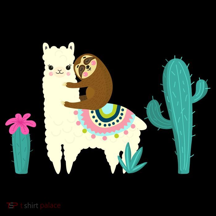 Sloth Riding Llama Funny Cactus Flexfit Unipanel Trucker Cap