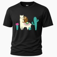 Sloth Riding Llama Funny Cactus Performance Shirt
