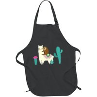 Sloth Riding Llama Funny Cactus Apron